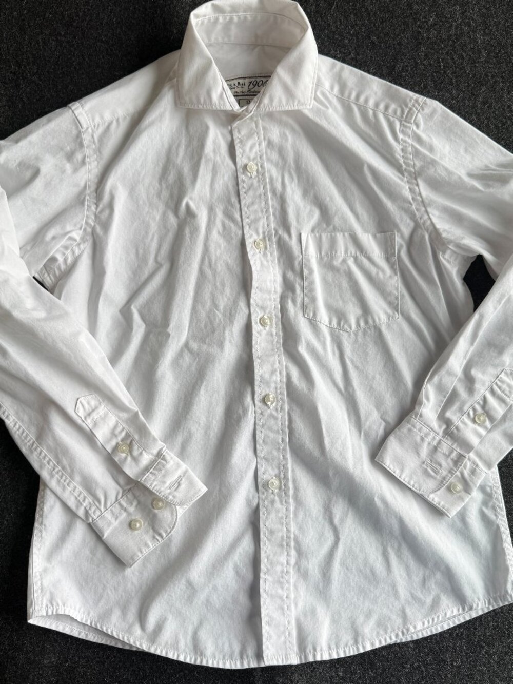 Jos A Bank 1905 Boys Size 12 White Long Sleeve Dress Shirt Formal